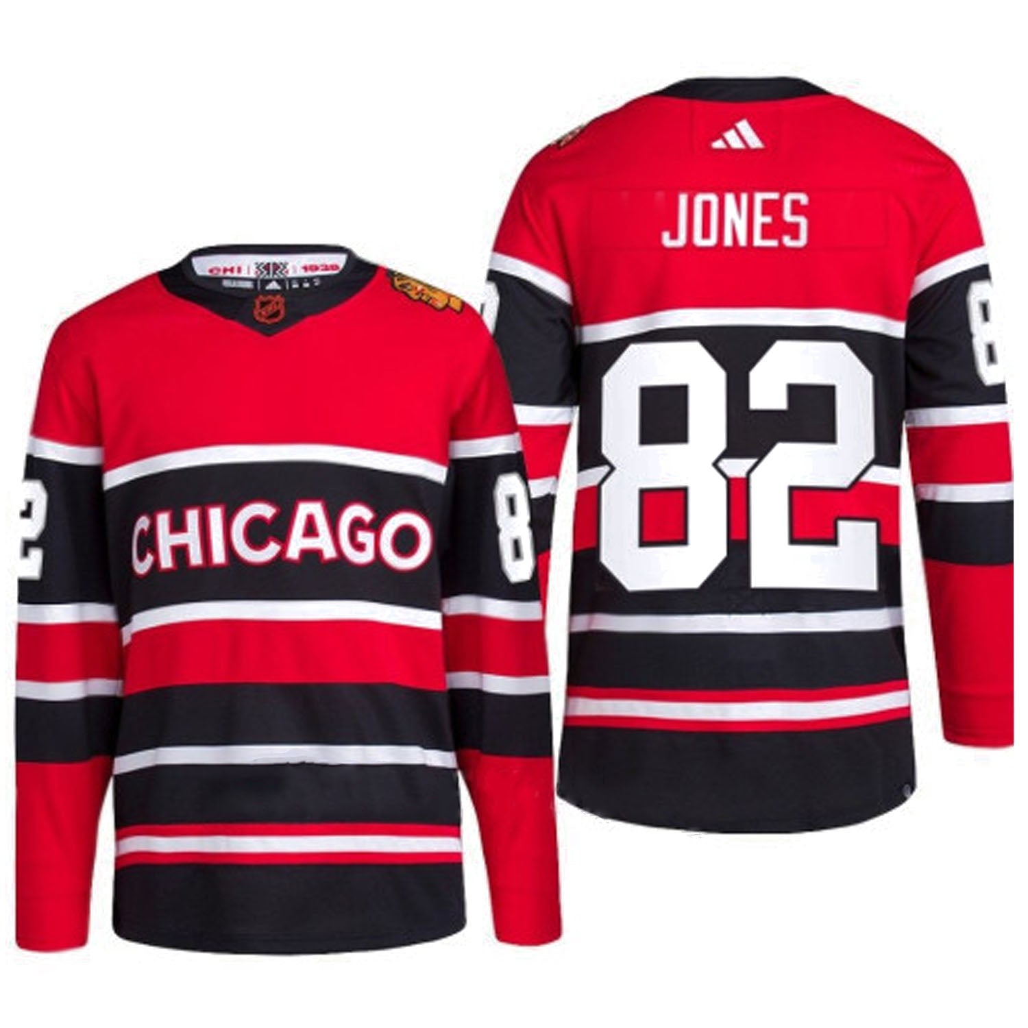 Caleb Jones Chicago Blackhawks 82 Jersey