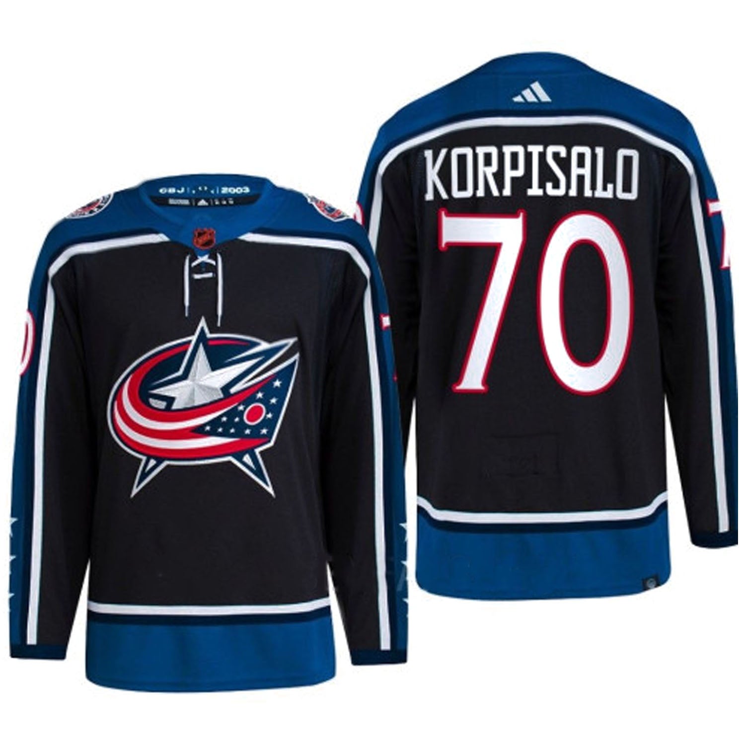 Joonas Korpisalo Columbus Blue Jackets 70 Jersey