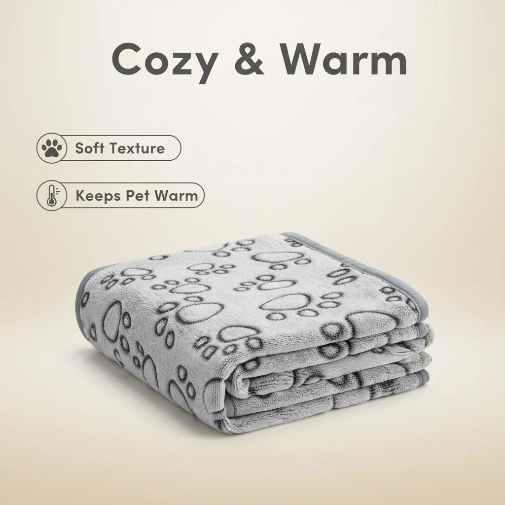 Fluffy Dog Blanket Grey Paw Puppy Products Cat Accessories Dachshund Soft Blankets Pet Supplies All Season kitten Bed Towel Mats