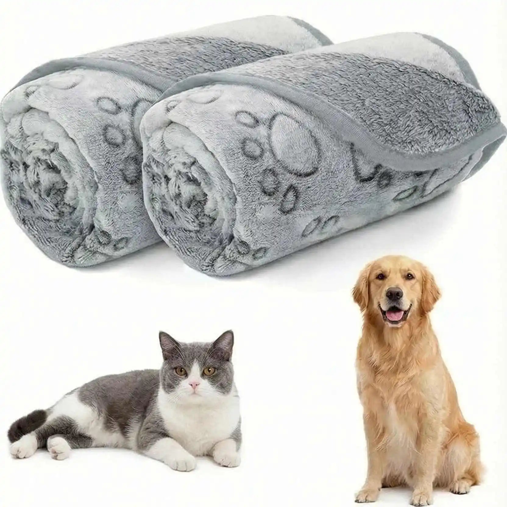 Fluffy Dog Blanket Grey Paw Puppy Products Cat Accessories Dachshund Soft Blankets Pet Supplies All Season kitten Bed Towel Mats