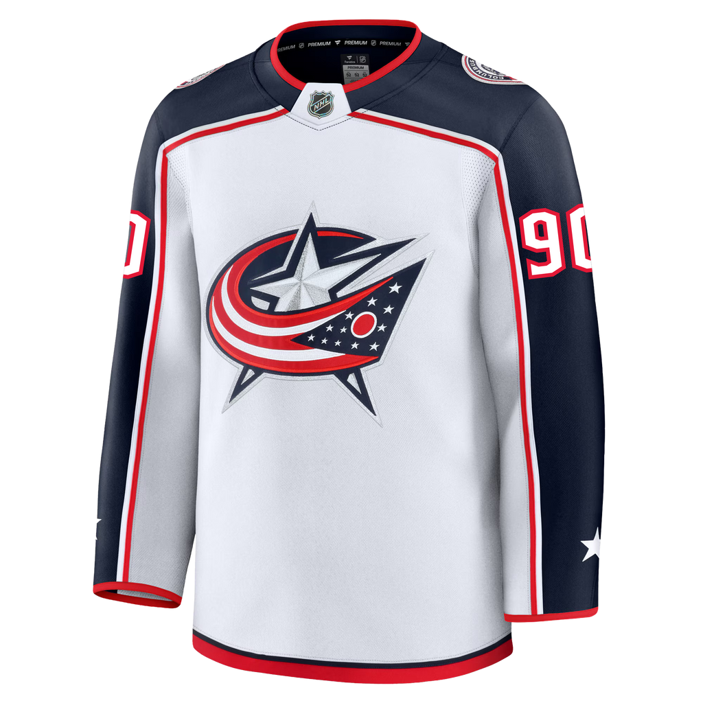 Elvis Merzlikins Columbus Blue Jackets Fanatics Premium Away Jersey