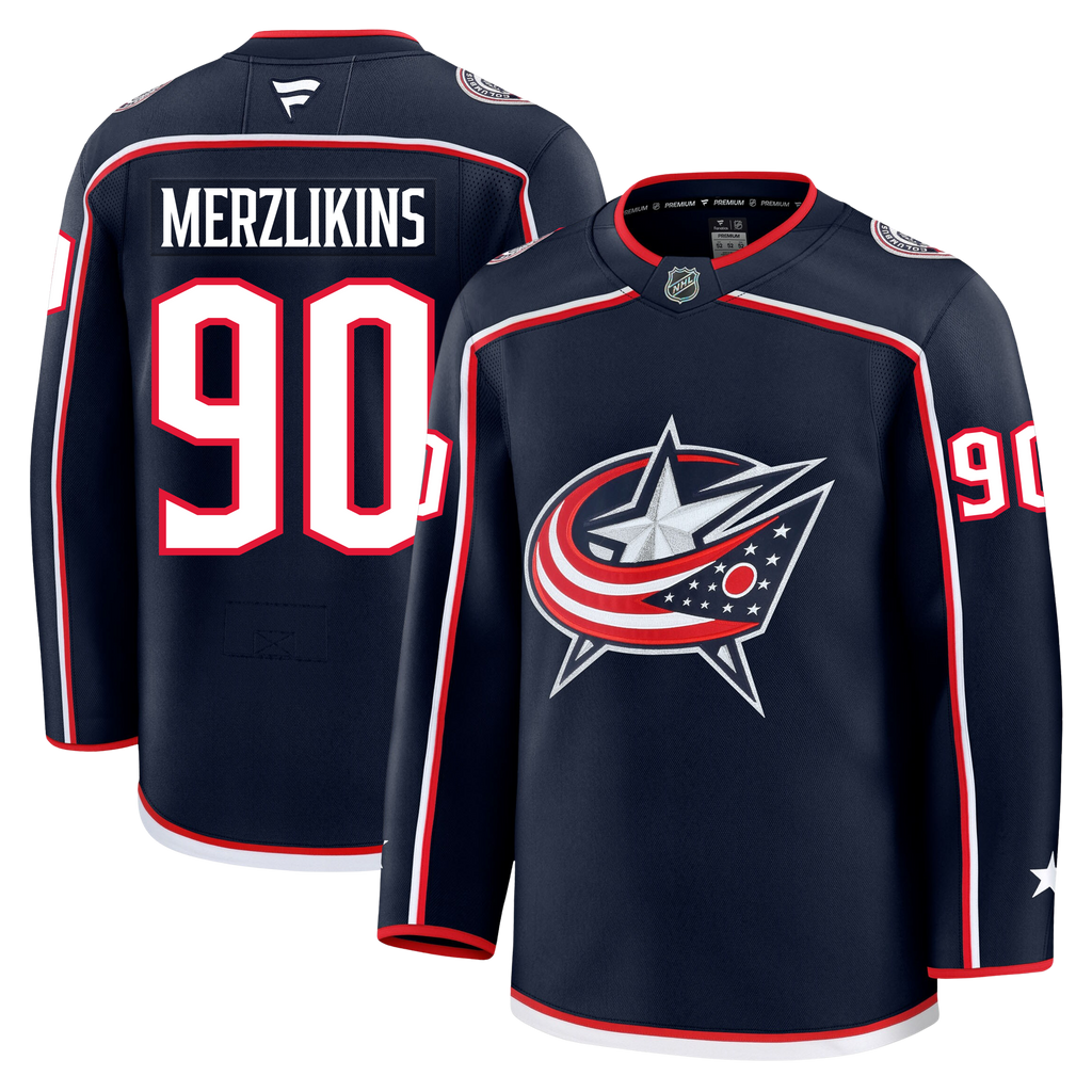 Elvis Merzlikins Columbus Blue Jackets Fanatics Premium Home Jersey