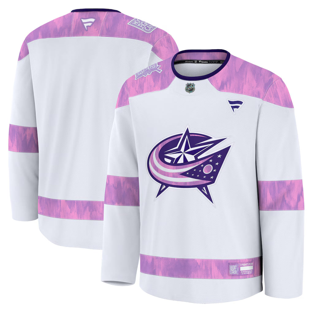 Columbus Blue Jackets 2026 Hockey Fights Cancer Practice Jersey - White