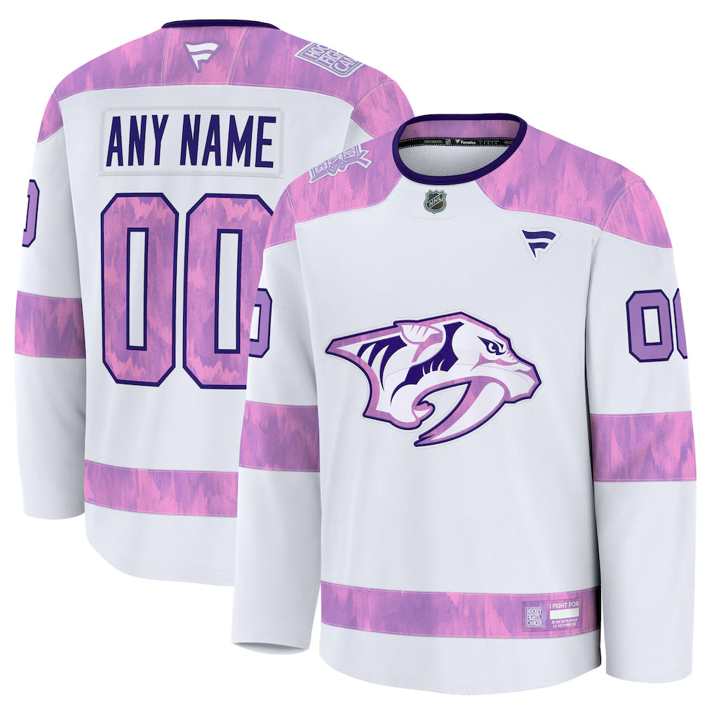 Nashville Predators 2026 Hockey Fights Cancer Custom Practice Jersey - White
