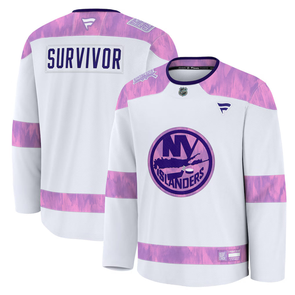 New York Islanders Hockey Fights Cancer Practice Jersey - White