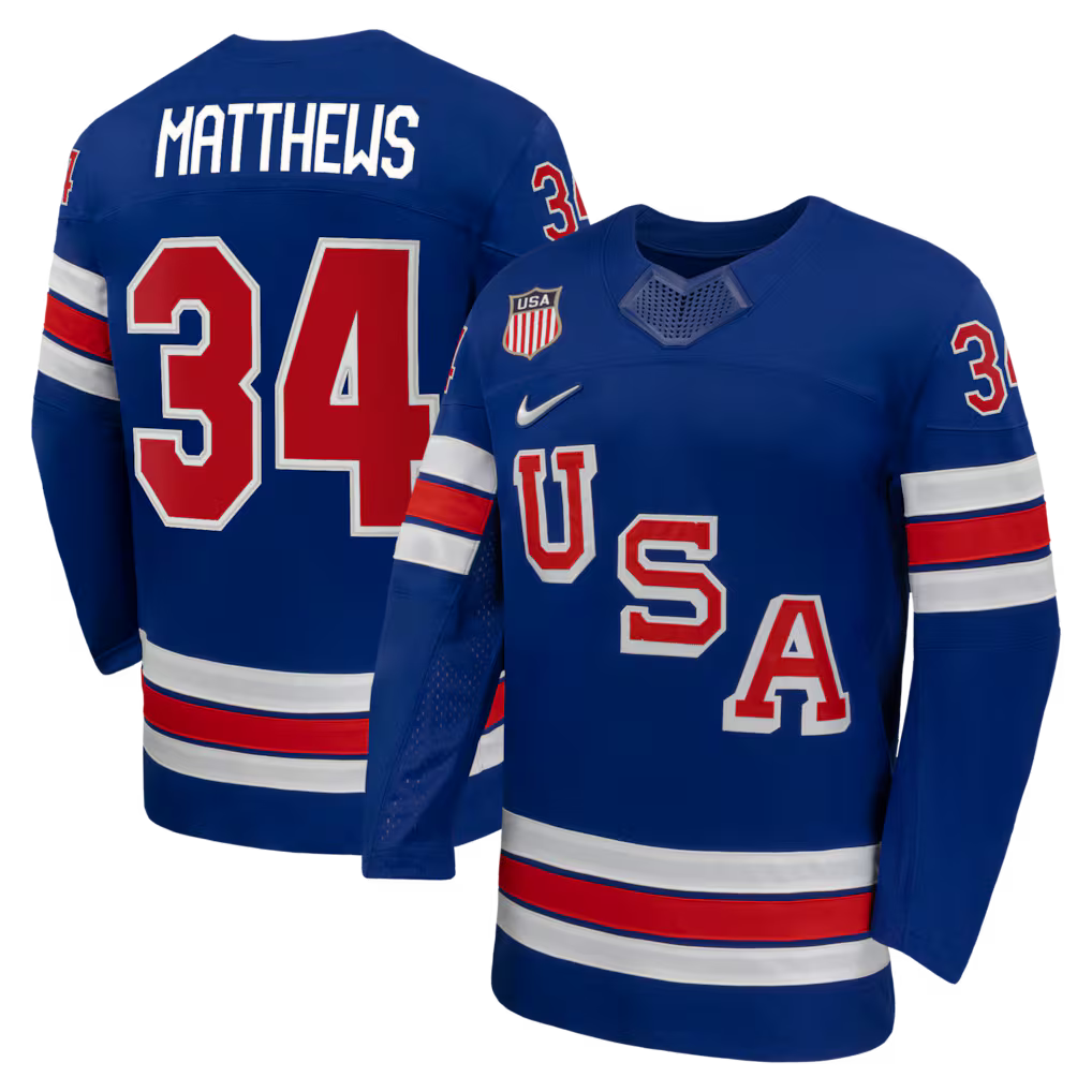 Men's Auston Matthews USA Hockey Royal 2026 Home Jersey